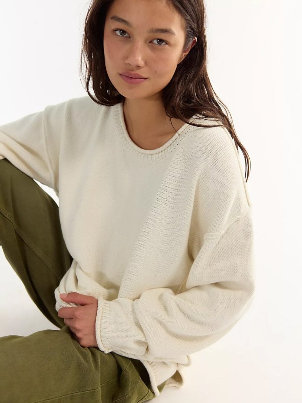 ☀️ We The Free Free People Ella Roll Neck Sweater Gardenia Cream Small NWOT